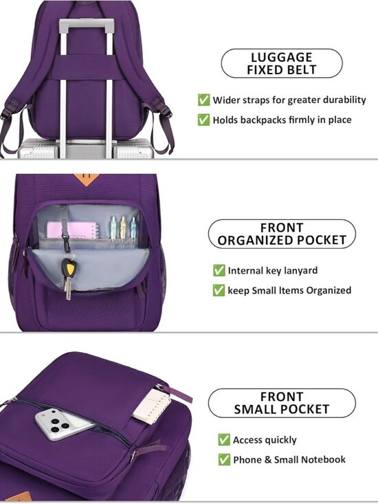Water-Resistant Solid Color Backpack for College & Travel main image 4